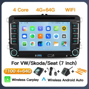 Pantalla para Skoda Octavia, Fabia, Superb, Yeti y Roomster con Android 13, CarPlay, GPS y Radio Multimedia 2DIN