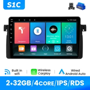 Radio Multimedia Android 12 con GPS, CarPlay y 4G | Compatible con BMW E46, M3, 320/325/330/335 | 318 GB, Pantalla 2 Din, Asistente de Voz IA