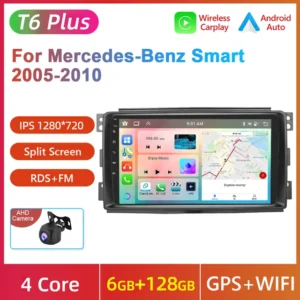 Pantalla para Smart Fortwo (2005-2010) con Android, CarPlay Inalámbrico, GPS, 4G, y Radio Multimedia 2 Din