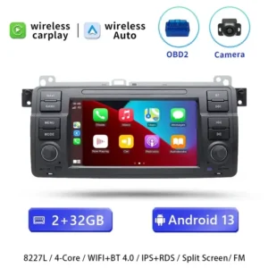 Radio Android 13 2DIN con GPS, Pantalla de 9", para BMW E46, M3, Rover 75, MG ZT | Reproductor Multimedia de 318/320/325/330/335 (1998-2006)