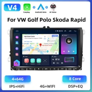 Pantalla para Skoda Superb, Octavia y Fabia con Android 10, CarPlay, 9 pulgadas, 8 Núcleos, 4G, WiFi y Radio Multimedia Estéreo