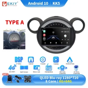 Pantalla de Radio con GPS para Mini Cooper R56 R60, Android y Carplay, 2DIN QLED – EKIY KK5 (2007-2014)