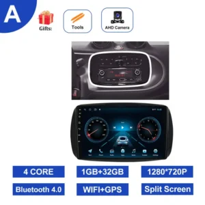 Pantalla para Smart Fortwo 453 (2014-2020) con Android, GPS, WiFi, Bluetooth y Radio Multimedia de 9 pulgadas