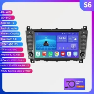 Pantalla para Mercedes Benz CLC y Clase C W203, Android 12, Carplay, 2Din, GPS, 4G, RDS