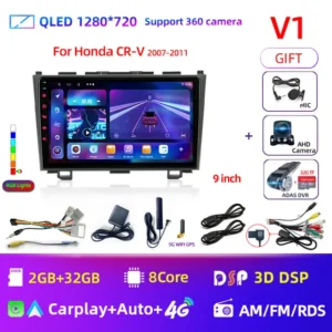 Pantalla para Honda CR-V 3 (2007-2011), Radio con GPS, Android 12, CarPlay, y Reproductor Multimedia