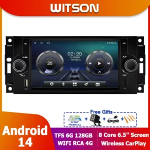 Radio Android 13 para Chrysler, Dodge y Jeep | Pantalla 6.5" con GPS, CarPlay, DSP y WiFi | Compatible con 300C, Charger, RAM, Grand Cherokee y Más