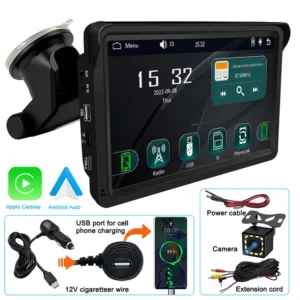 Pantalla para Jeep de 7 pulgadas, Radio portátil con CarPlay inalámbrico, Android Auto, Bluetooth y Cámara