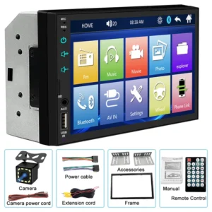 Pantalla completamente táctil HD de 7 pulgadas para coche, reproductor MP5, Carplay, Android, USB, Bluetooth, tarjeta TF, pantalla táctil con cámara de marcha atrás HD - AliExpress 34 - Color : Radio-12LEd Camera - Enviado desde : Federación Rusa