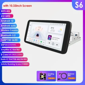 8 + 128G 10,1 ''360 giratorio 1 Din AutoRadio GPS para reproductor Multimedia de coche Universal estéreo 1DIN vídeo Autoradio Carplay HeadUnit - AliExpress  - Enviado desde : España - Color : 10.33inch S6 6G 64G