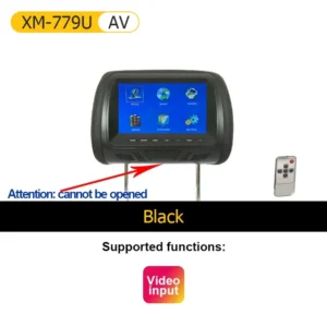 Monitor Universal para reposacabezas de coche, almohada para asiento trasero con pantalla LCD de 7 pulgadas para reproductor de DVD MP4 y MP5, compatible con AV/USB/SD/FM/auriculares/Bluetooth - AliExpress 34 - Color : AV Black