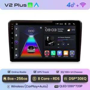 Reproductor Multimedia Junsun Android con GPS y Carplay Inalámbrico para Audi A3 8P 2003, 8+256GB