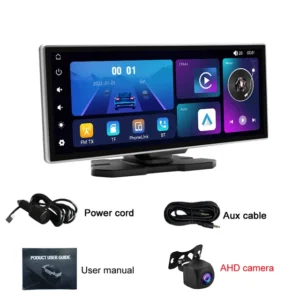 Reproductor Multimedia de vídeo inalámbrico portátil, pantalla CarPlay de 11,26 pulgadas, Radio FM, Wifi, Compatible con Android Auto y Apple CarPlay - AliExpress 34 - Color : 11.26 -AHD camera