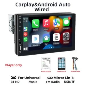 HIPPBQCC-reproductor Multimedia Universal para coche, Radio con pantalla táctil HD, FM, entrada auxiliar, Bluetooth, MirrorLink, Carplay, Android, 7 pulgadas, 1 Din - AliExpress 34 - Color : Only Radio