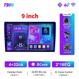 EKIY T900 8G 128G Universal Car Radio Multimedia Bru-ray QLED Navegación GPS Estéreo Android Auto Carplay BT 2 din DVD Unidad principal - AliExpress 34 - Color : T900 4G 32G 9inch - Enviado desde : CHINA