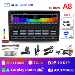 Ruancheng-Radio con GPS para coche, reproductor Multimedia con Android, 2Din, 7/9/10 pulgadas, para Toyota, Volkswagen, Hyundai, Nissan, Kia, Renault - AliExpress  - Color : 10  A8 8G 128G AI - Enviado desde : CHINA