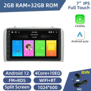 Estéreo de Coche 2DIN Android con Carplay y Android Auto para Alfa Romeo 147/GT 937 2000-2010, Reproductor Multimedia, 2+32GB