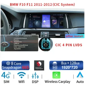 Reproductor Multimedia COIKA 10.25'' Android 13 con Carplay Inalámbrico, WiFi, BT y GPS para BMW F10/F11 2011-2016, 8 Núcleos, 8+128GB, CIC