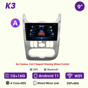 Reproductor Multimedia para coche, Radio con Android 12, 2 Din, Carplay, estéreo, para Renault Logan 1, Sandero 2009-2015, Largus, Dacia, Duster - AliExpress 34 - Color : K3-A