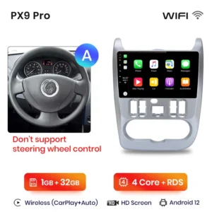 AWESAFE-reproductor multimedia PX9 Plus para coche, Radio inalámbrica con Android, CarPlay, 2 din, DVD, para Renault dacia Logan Sandero 2009 - 2013 - AliExpress 34 - Color : WIFI 1GB-32GB A2 A - Enviado desde : Francia