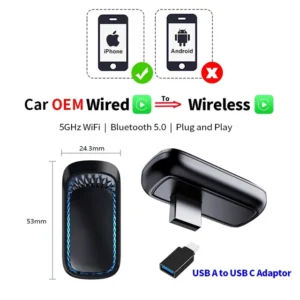 EKIY-adaptador inalámbrico para Carplay caja inteligente Plug And Play Bluetooth conexión rápida WiFi Universal para coches Apple Carplay con cable - AliExpress  - Color : USB A to USB C - Tamaño : Ship in 24Hours