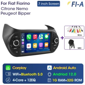 Reproductor multimedia para coche, Radio con Android, CarPlay, 1DIN, estéreo, para Fiat Fiorino, Qubo, Citroen, Nemo, Peugeot, Bipper, 2008 - 2017 - AliExpress 34 - Color : FI-A-MIC