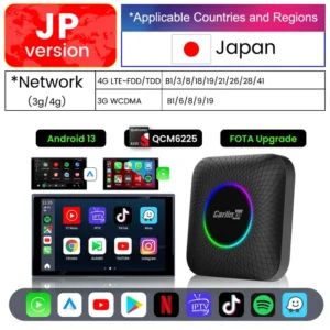 Carlinkit Android 13 Tv Box LED 8 + 128GB CarPlay inalámbrico Android Auto adaptador inalámbrico compatible con Youtube Netfilx IPTV Spotify GPS - AliExpress 34 - Color : JP - Tamaño : 8GB RAM 128GB ROM - Enviado desde : Emiratos Árabes Unidos