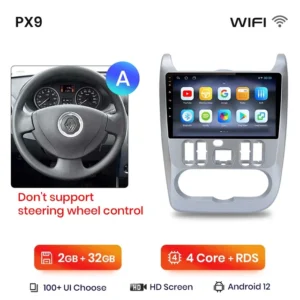 AWESAFE-reproductor multimedia PX9 Plus para coche, Radio inalámbrica con Android, CarPlay, 2 din, DVD, para Renault dacia Logan Sandero 2009 - 2013 - AliExpress 34 - Color : PX9 (2-32) - A - Enviado desde : Francia