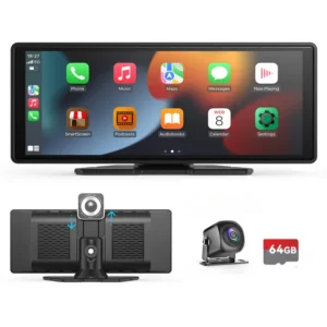 Carplay portátil Universal para coche, pantalla inalámbrica, con Carplay estéreo para coche, Android Auto, pantalla táctil para coche - AliExpress 34 - Color : Dual Camera 64G Card