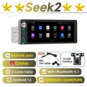 Pantalla de 6,86 "Android Multimedia para coche Citroen C3 Picasso Tendance 2009-2017 1 Din Radio estéreo unidad principal Autoradio Carplay GPS - AliExpress 34 - Color : Seek2-CAM