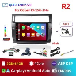 Radio multimedia con GPS para coche, reproductor de vídeo con Android 12, 4G, 2Din, DSP, Carplay, adecuado para Citroen C4, c-trimphe, c-quarte, 2004-2014 - AliExpress 34 - Color : R2 2G 64G CP