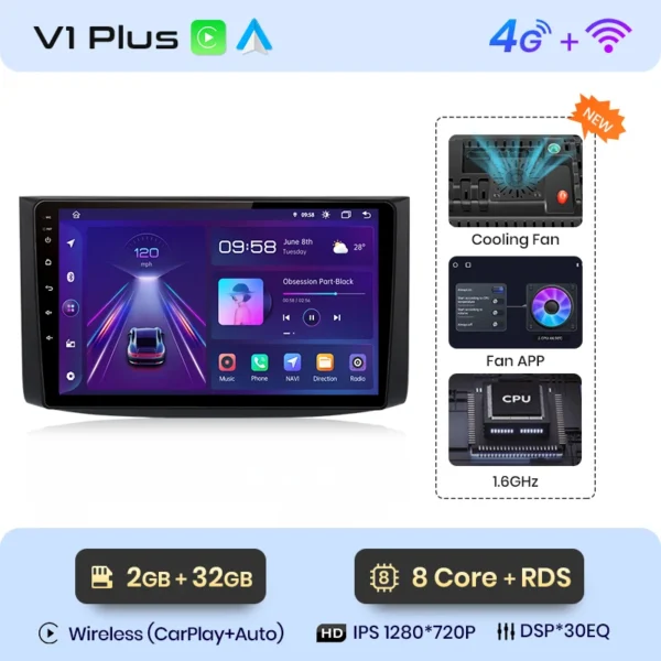 Junsun-Radio de coche V1 Plus para Chevrolet Aveo 2006-2012, CarPlay inalámbrico, Android, sistemas inteligentes de coche, No 2 din, DVD - AliExpress 34 - Color : V1 Plus (2GB-32GB) - Enviado desde : Francia