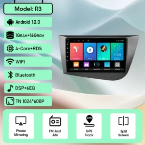 Reproductor multimedia con Android 12 Carplay para Seat Leon 2 MK2 2005 2006 2007 2008 2009 2010 2011 2012, radio para coche, GPS, estéreo, DVD - AliExpress 34 - Color : R3