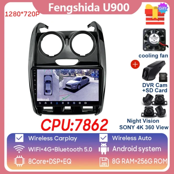 Reproductor Multimedia con Android para coche, Radio estéreo con navegación, para Renault Duster D 2015, 2016, 2017, 2018, 2019, Lada Largus 2020 - AliExpress  - Color : 8G-256G-360