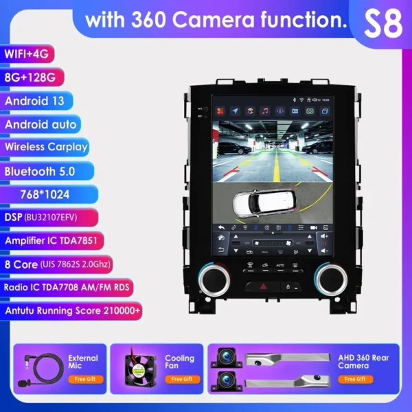 Hizpo-Radio con Android para coche, reproductor con pantalla de 9,7 pulgadas, 4G, CarPlay, para Renault Megane 4, Koleos, Samsung SM6, Talisman 2017-2019, estilo Tesla - AliExpress 34 - Color : S8 360CAM - Enviado desde : Francia