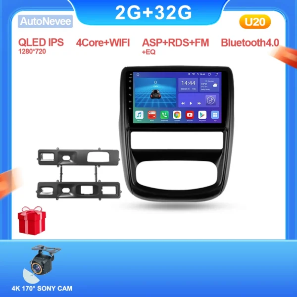 Android 14 para Renault Duster 1 2010-2015 para Nissan terrano lll 3 2014-2022 Radio de coche Automotivo pantalla Carplay GPS Audio automático - Color : 2-32 AHD