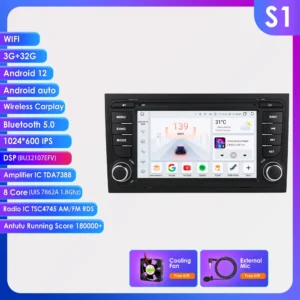 Reproductor Multimedia de vídeo para coche, Radio con Android, CarPlay, 4G, 7 pulgadas, IA, para Audi A4, B6, B7, B8, S4, RS4, Seat Exeo, pantalla táctil portátil - AliExpress 34 - Color : S1 (8Core 3G 32G) - Enviado desde : España