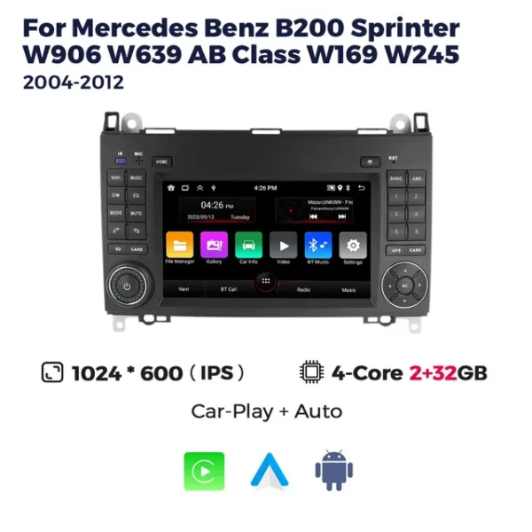 MEKEDE 2 Din inalámbrico Carplay Radio de coche para Mercedes Sprinter Benz B200 Vito W639 Viano Clase B W169 W245 W209 reproductor Multimedia - AliExpress 34 - Color : MN-B200-H2
