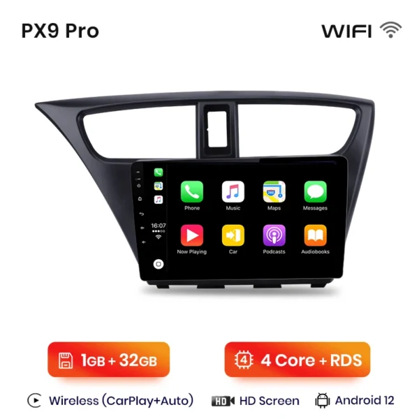 AWESAFE-autorradio PX9 para Honda Civic 9 FK FB 2012-2017, pantalla inalámbrica Carplay, Android, estéreo automático, GPS, Navi, FM, RDS - AliExpress 34 - Color : WIFI 1GB-32GB CarPlay - Enviado desde : GERMANY