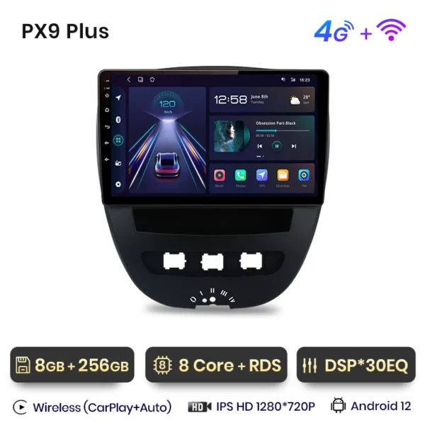 AWESAFE-REPRODUCTOR Multimedia Inalámbrico para coche, autorradio con Android, CarPlay, para Peugeot 107, Citroen C1, Toyota Aygo 2005-2014 - AliExpress 34 - Color : 4G-WIFI 8GB-256GB - Enviado desde : Francia