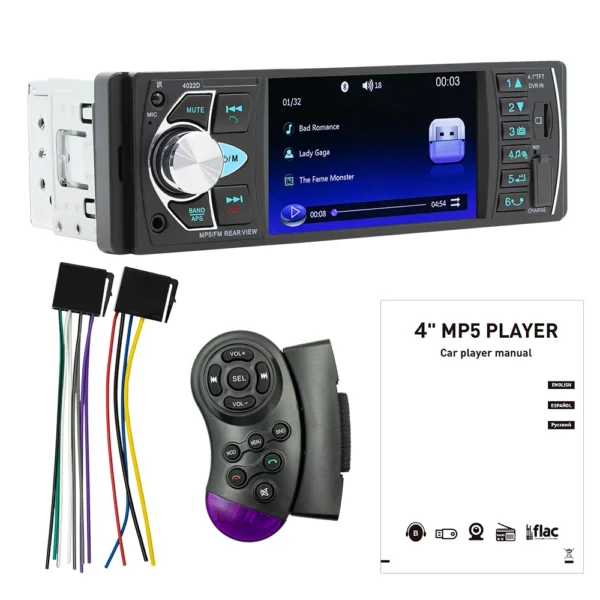 BQCC1 Din 4 pulgadas Radio de coche pantalla HD Bluetooth música manos libres reproductor MP5 TF carga USB sistema de Audio remoto unidad principal ISO 4022D - AliExpress 34 - Color : 4022D