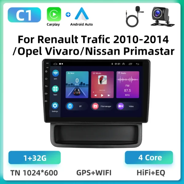 Podofo-Radio estéreo con GPS para coche, dispositivo con WIFI, 4G, Android, DSP, BT, para Renault Trafic 2010-2014/ Opel Vivaro/Nissan Primastar - AliExpress 34 - Color : 1 32G Carplay AHD - Enviado desde : Francia