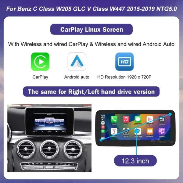 Pantalla táctil Linux para Mercedes Benz W205 GLC C V Class w447 2015-2019 GPS con Carplay inalámbrico, Android, Multimedia para coche - AliExpress 34 - Color : 12.3inch NTG5.0 - Enviado desde : Estados Unidos