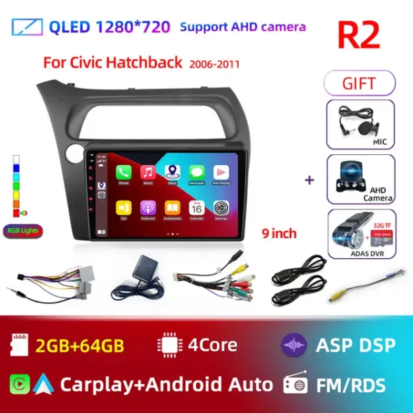 8 núcleos Android 12 para Honda Civic Hatchback 2006-2011 Radio de coche reproductor Multimedia navegación 2 Din estéreo DVD unidad principal altavoz - AliExpress 34 - Color : R2 2 64 CP AHD DV TF - Enviado desde : Federación Rusa