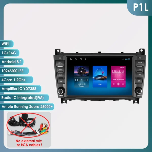 Radio con GPS para coche, reproductor Multimedia con Android, Carplay, 4G, LTE, RDS, 2DIN, estéreo, vídeo, para Mercedes Benz Clase C W203/CLC W203 CLK W209 - AliExpress 34 - Color : 8inch P1L - Enviado desde : Francia