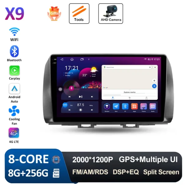 Android Auto para Toyota bB 2 QNC 20 2005 - 2016 Radio de coche reproductor Multimedia estéreo navegación GPS 4G Carplay IPS + pantalla 2.5D - AliExpress 34 - Color : X9 8G-256G CAM