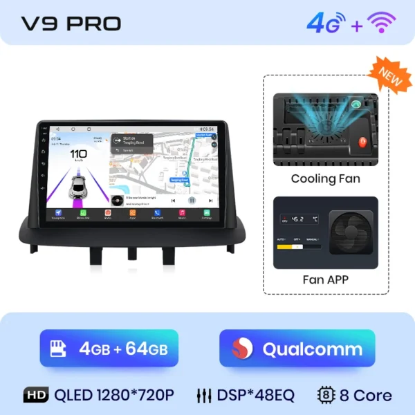 Junsun-Radio de coche con chip Qualcomm, 8 núcleos, CarPlay, estéreo, pantalla HD, Megane 3 para Renault Fluence, Samsung SM3, 2008-2014 - AliExpress 34 - Color : V9 PRO (4GB-64GB) - Ships From : DE